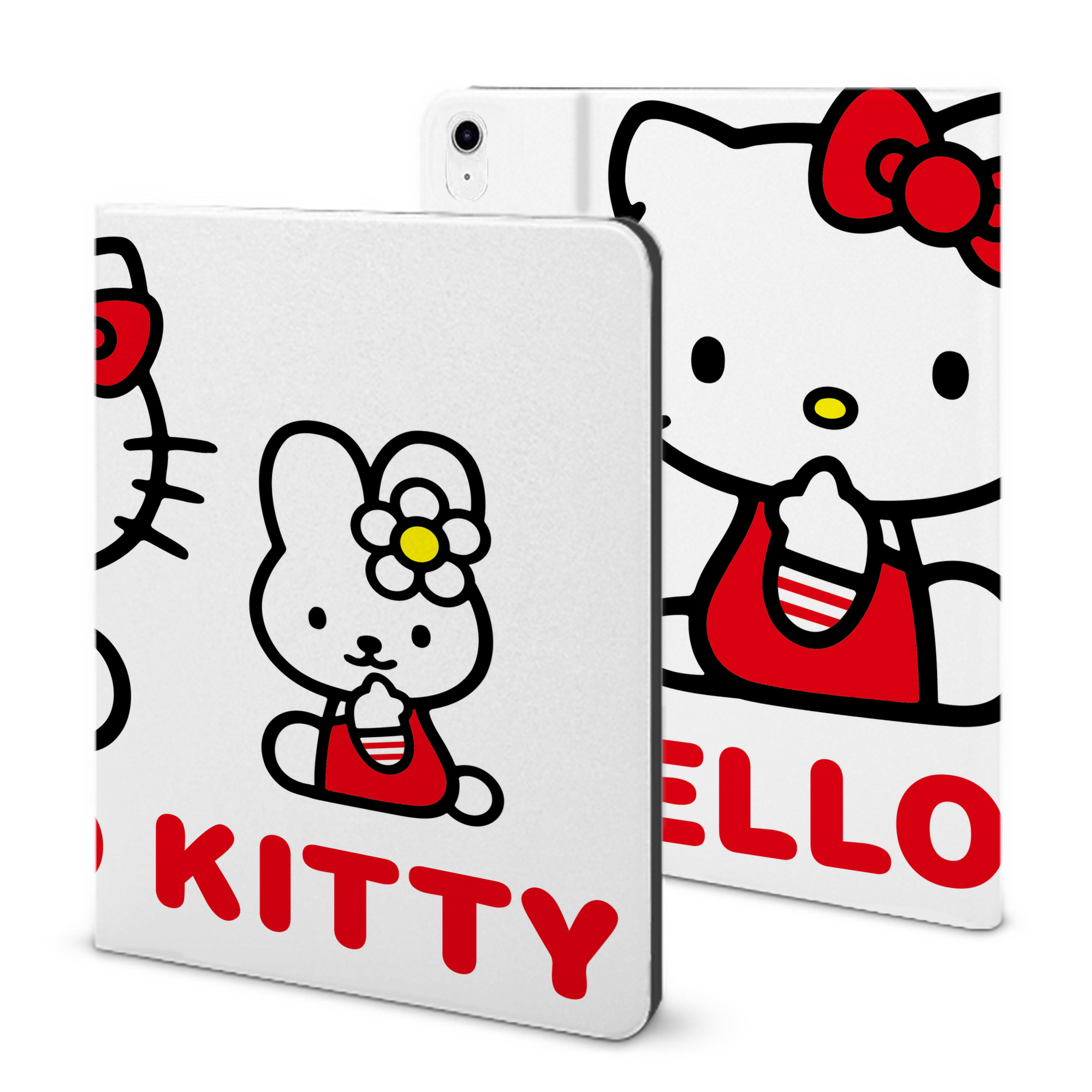 （画像用） Hello Kitty ハローキティ IPad ケース ブック型 PUレザー TPU 耐衝撃 軽量 薄型 ペン収納なし 全面保護 IPad 各モデル対応